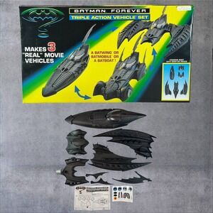 NEW OPEN BOX Batman Forever TRIPLE ACTION VEHICLE SET 1996 Unapplied Decals